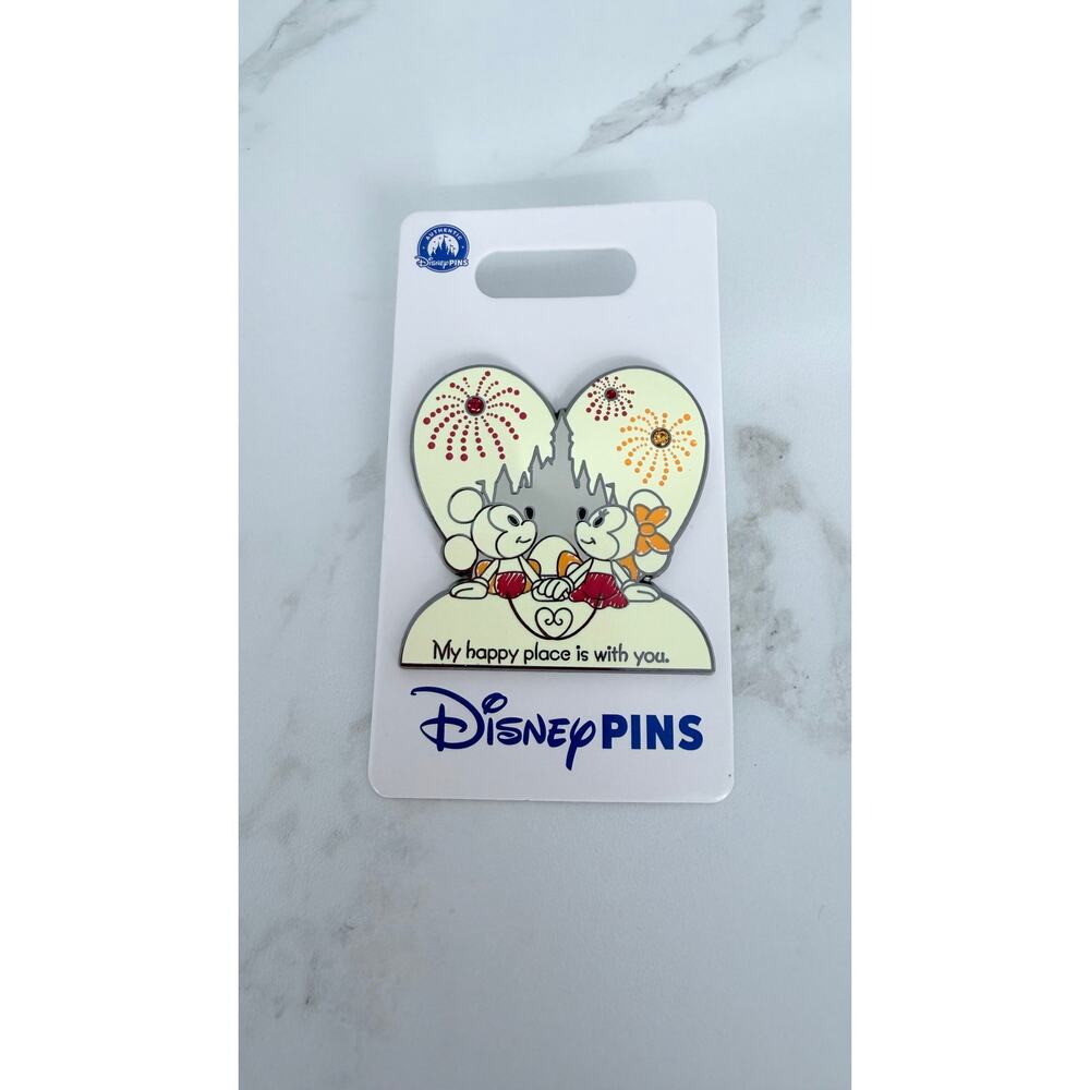 Disney Parks Mickey and Minnie Mouse "My Happy Place is With You" Pin